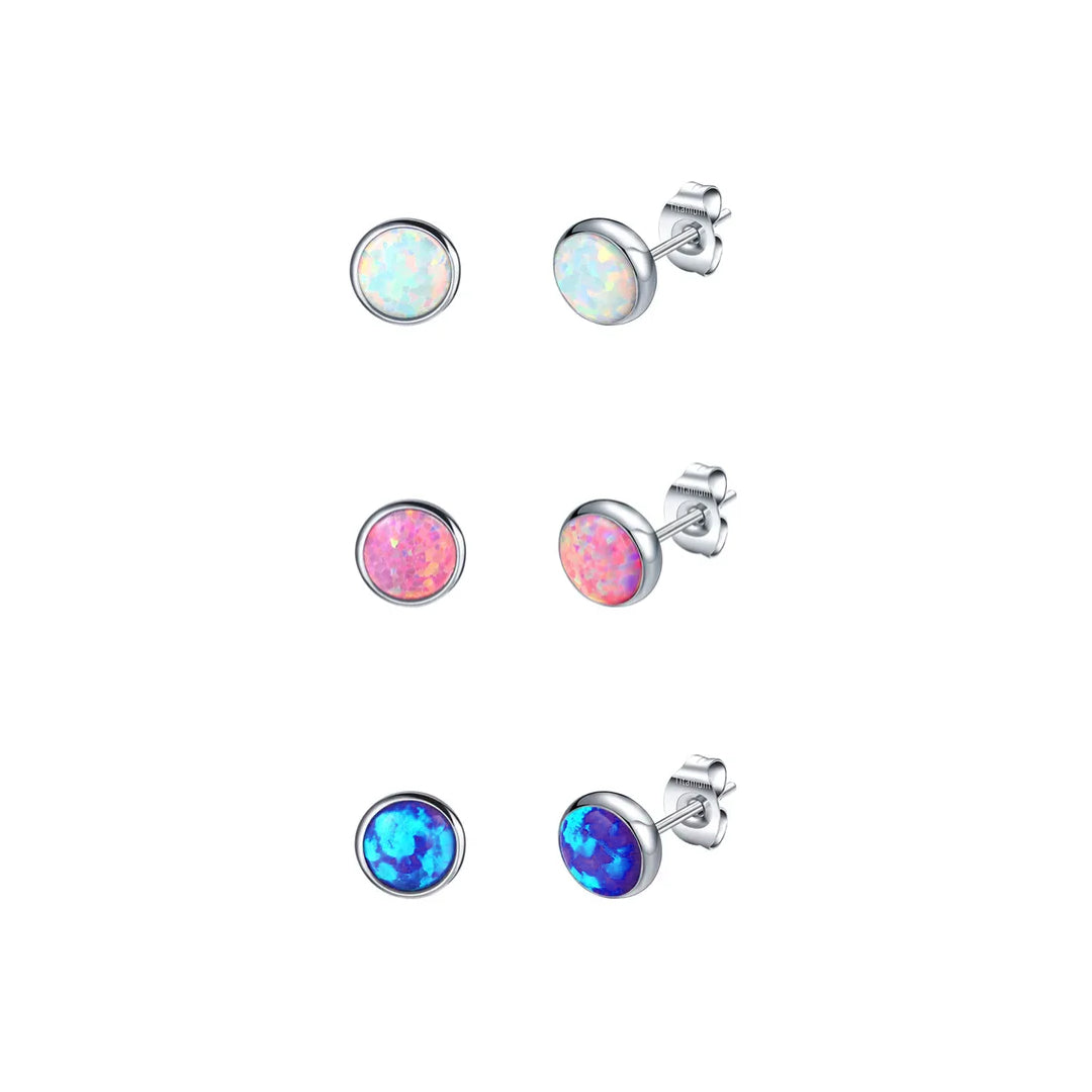 Fire Opal Stud Earrings - Implant Grade Titanium Halobes