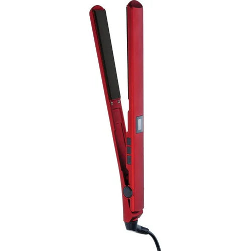 Red hair straightener on a white background