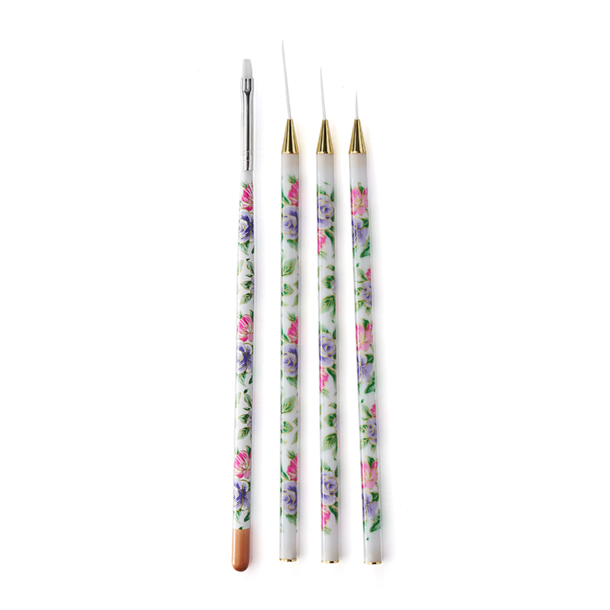 Set of 4 Floral Fine Nail Art Brushes