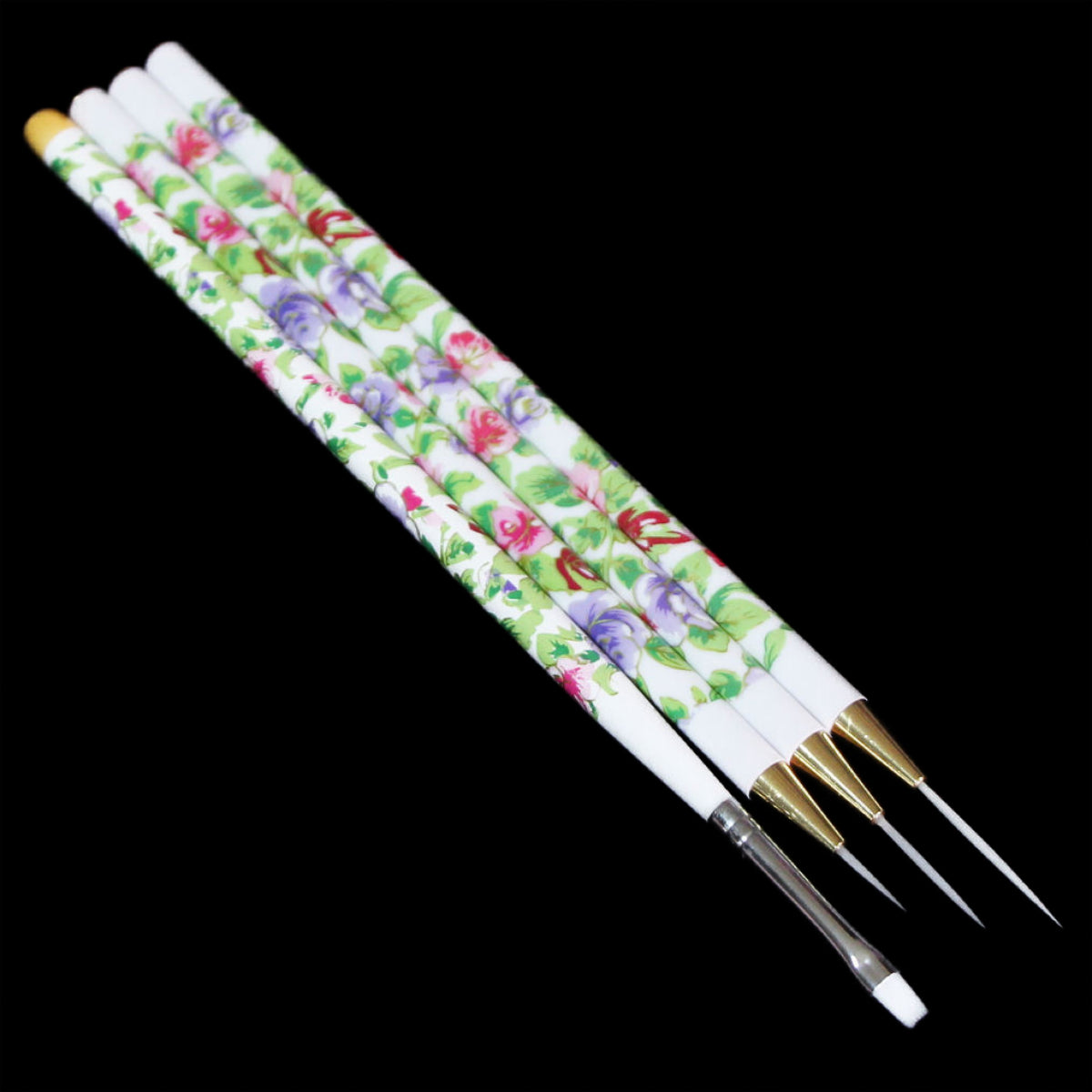 Set of 4 Floral Fine Nail Art Brushes