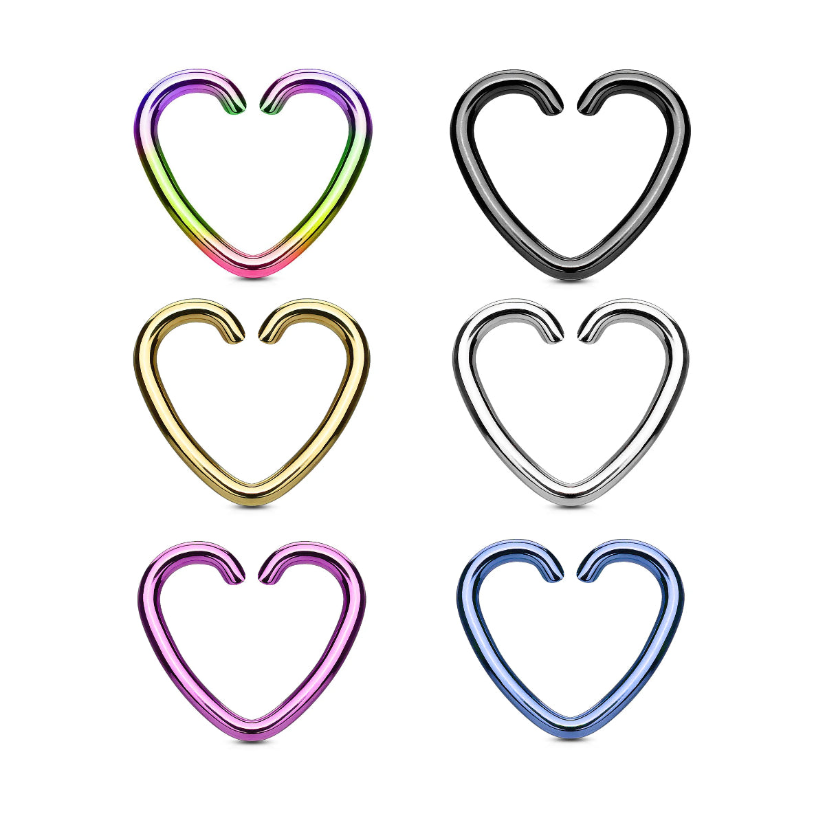 Heart Shape Continuous Daith Ring 3 Pack