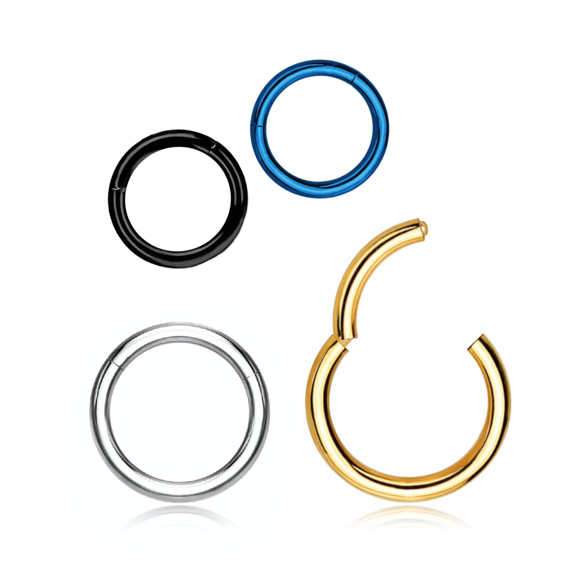 8mm & 10mm Hinge Ring - Gold, Silver, Black & Blue Body Jewellery