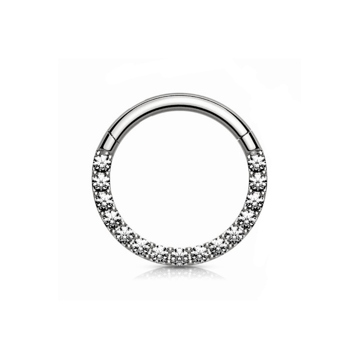 Set of 2 Dainty 6mm Diamante Hinge Ring Hoop Body Jewellery