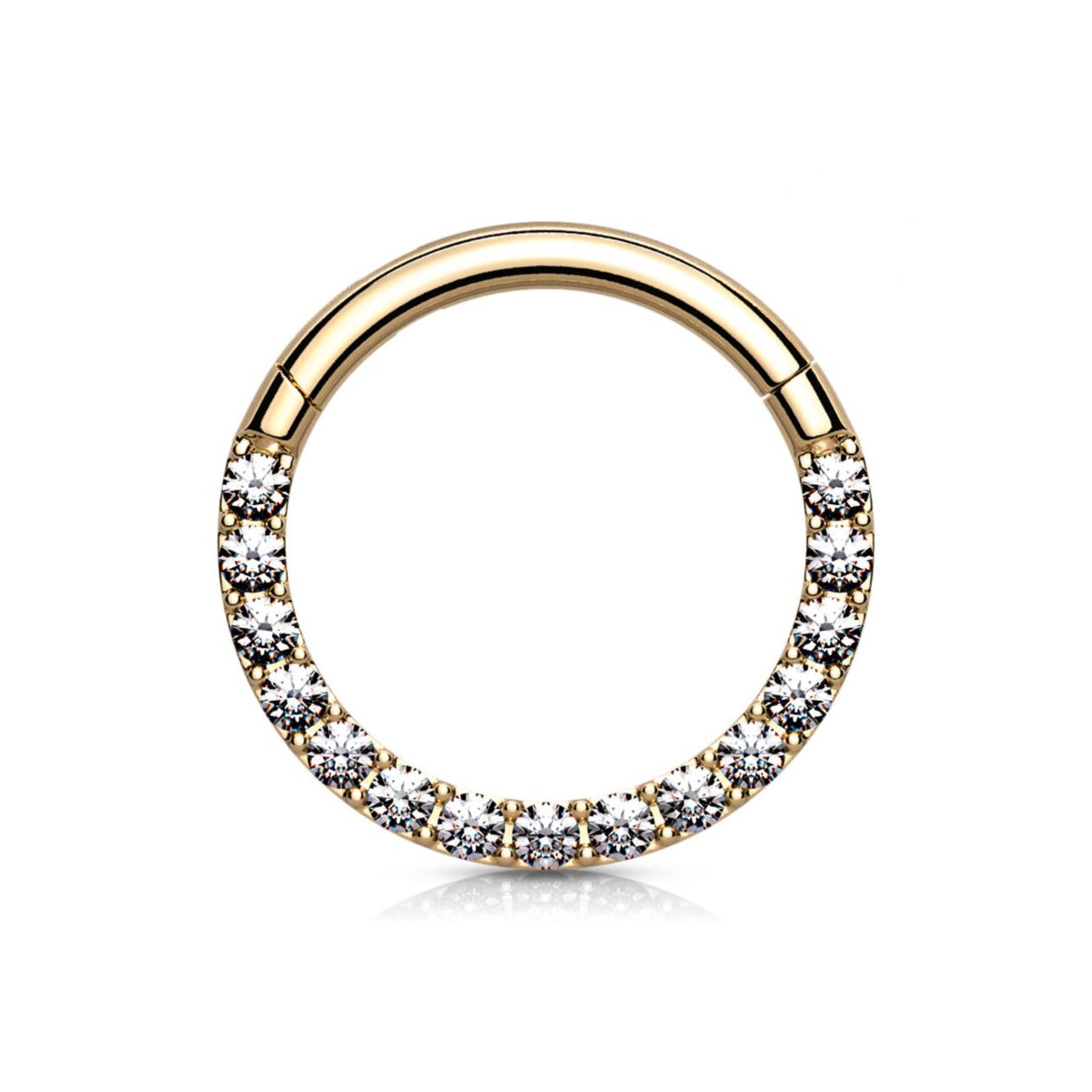 Set of 2 Dainty 6mm Diamante Hinge Ring Hoop Body Jewellery