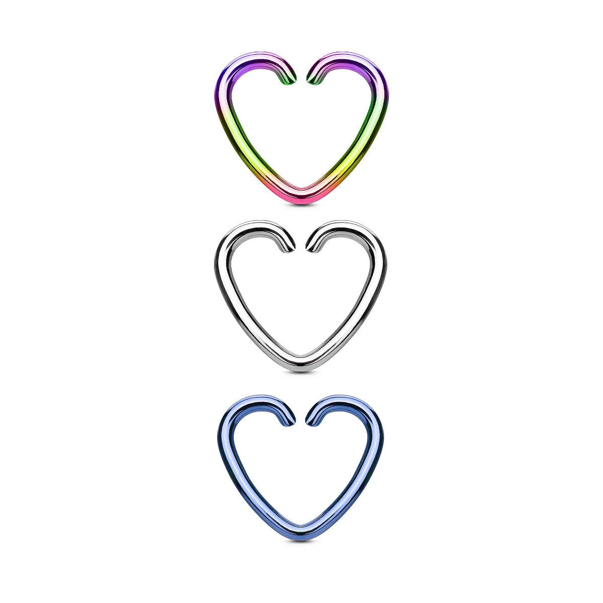Heart Shape Continuous Daith Ring 3 Pack