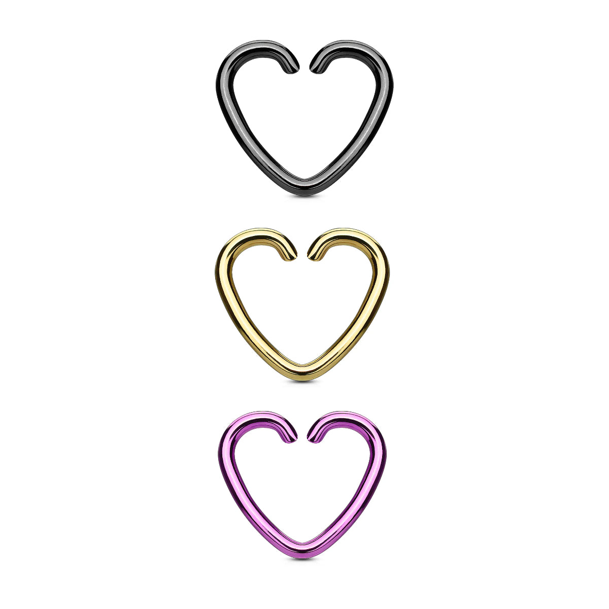 Heart Shape Continuous Daith Ring 3 Pack