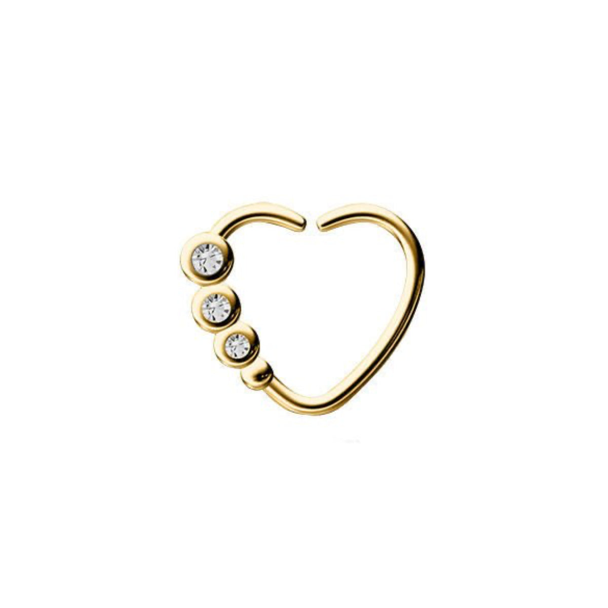 Gold Seamless Heart Daith Ring with Diamantes
