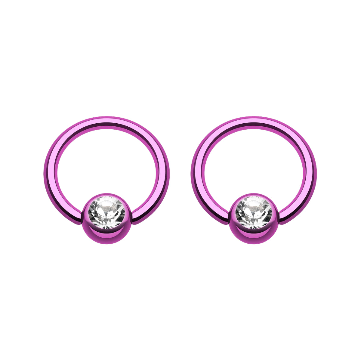 Pair of BCR Rings with Diamante Ball 8mm, 10mm, 12mm Jewellery