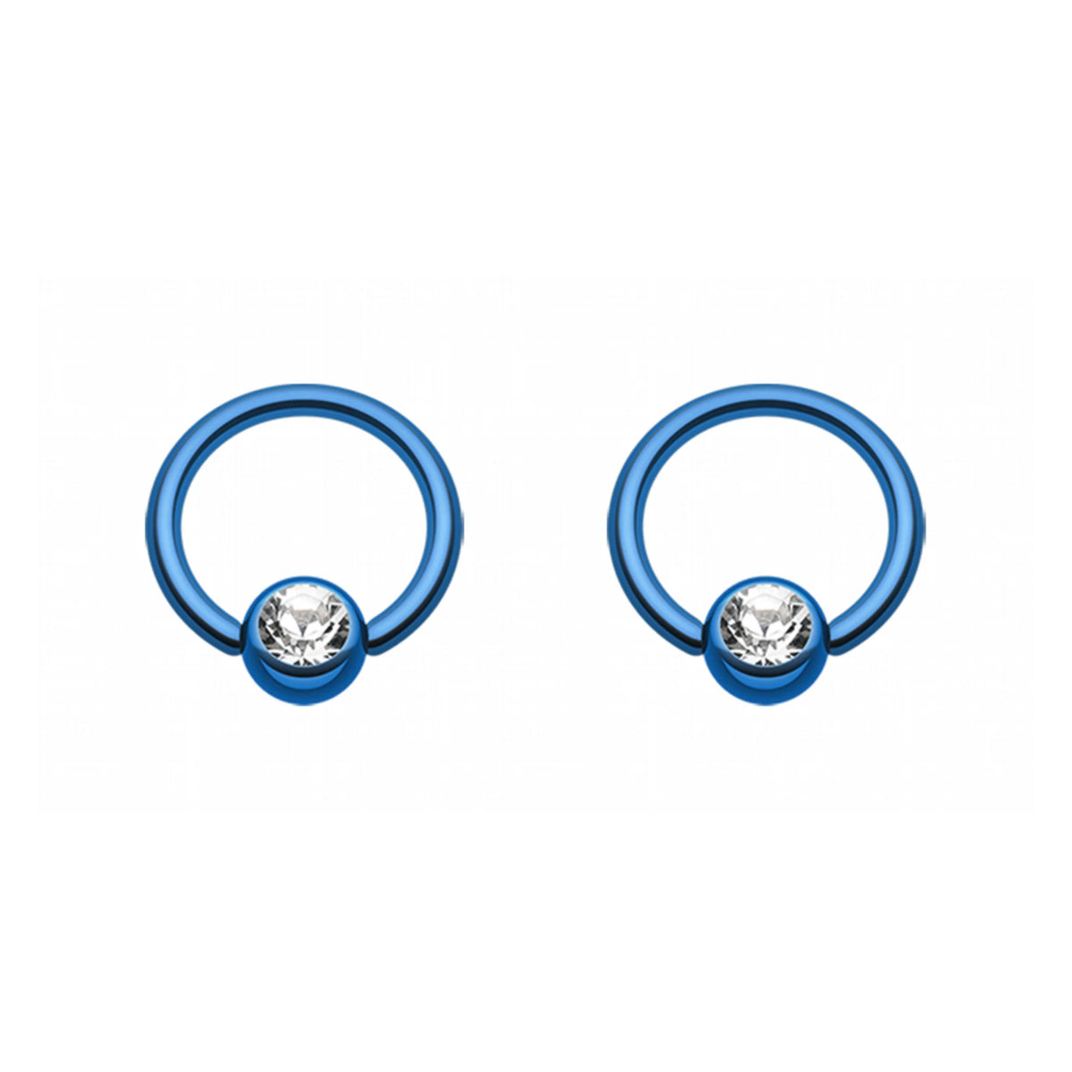 Pair of BCR Rings with Diamante Ball 8mm, 10mm, 12mm Jewellery