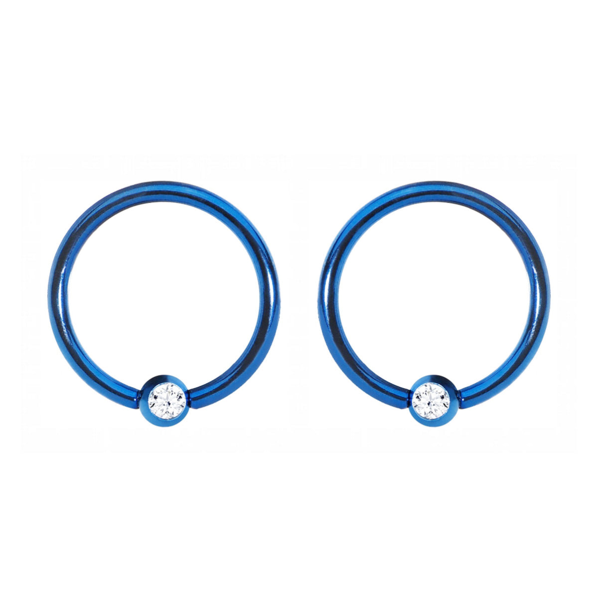 Pair of BCR Rings with Diamante Ball 8mm, 10mm, 12mm Jewellery