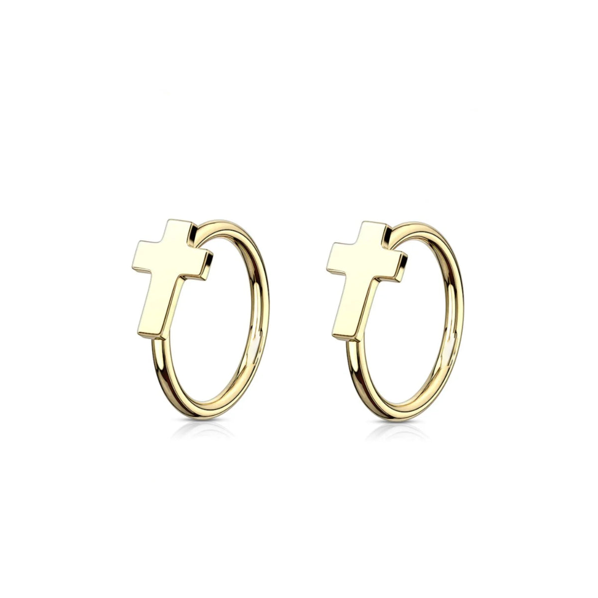 Cross Design Nose Ring Black, Gold or Silver 8mm & 10mm
