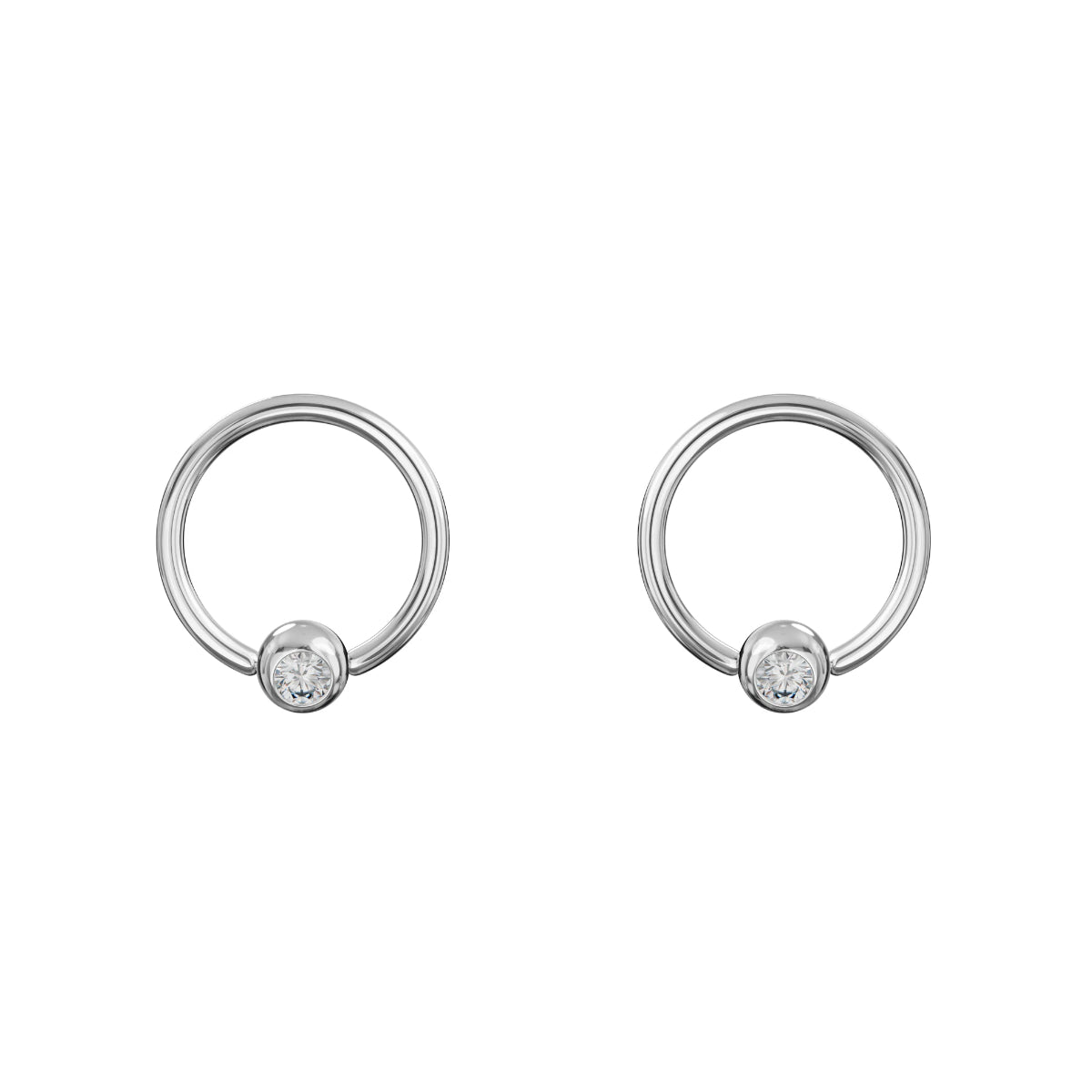 Pair of BCR Rings with Diamante Ball 8mm, 10mm, 12mm Jewellery