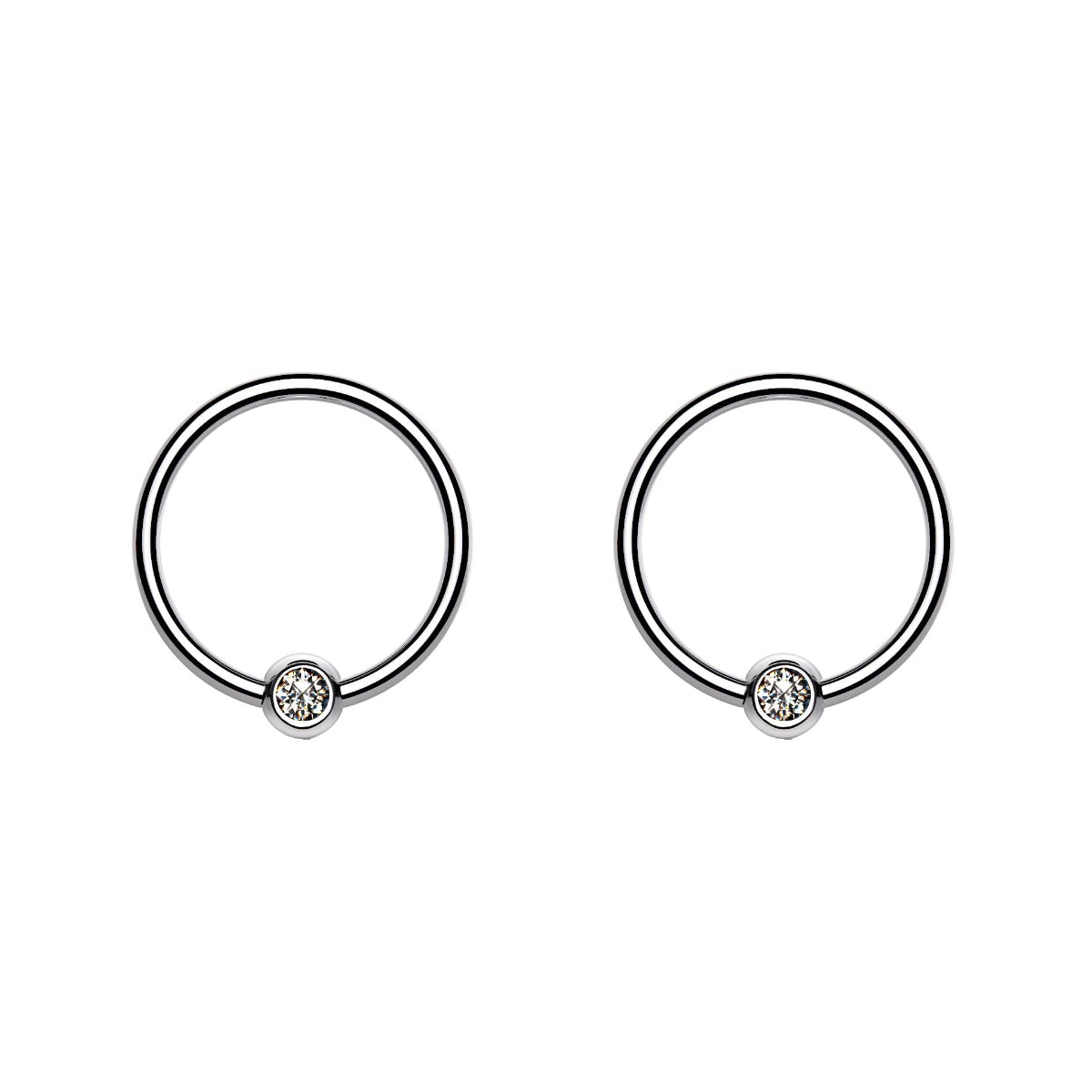 Pair of BCR Rings with Diamante Ball 8mm, 10mm, 12mm Jewellery