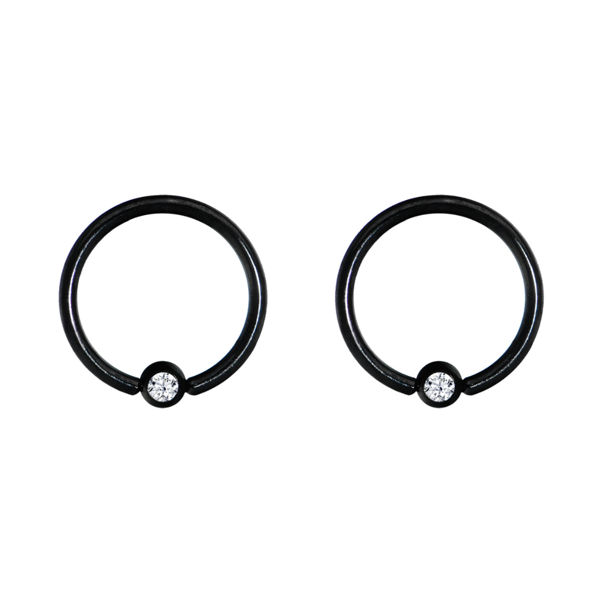 Pair of BCR Rings with Diamante Ball 8mm, 10mm, 12mm Jewellery