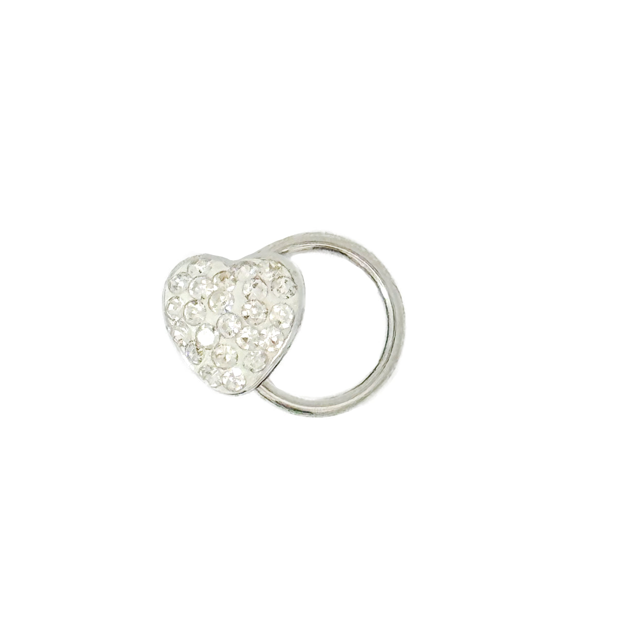 Set of Two Diamante Heart BCR Rings, Blue 10mm, Clear 8mm Hoops