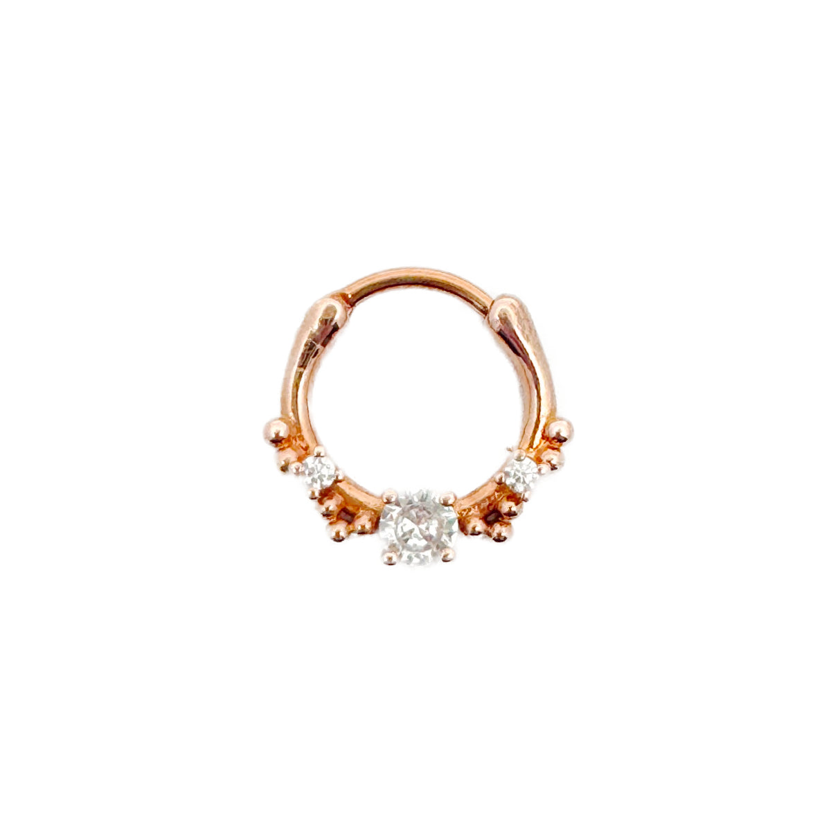 Set of 2 Diamante Cluster 8mm Clicker Hinge Ring Rose Gold & Gold