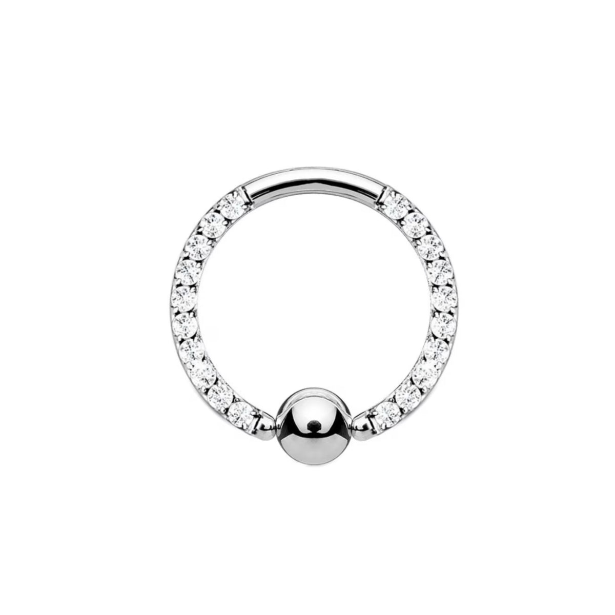 BCR Diamante Ring With Ball 8mm Silver, Gold and Rose Gold Hoop