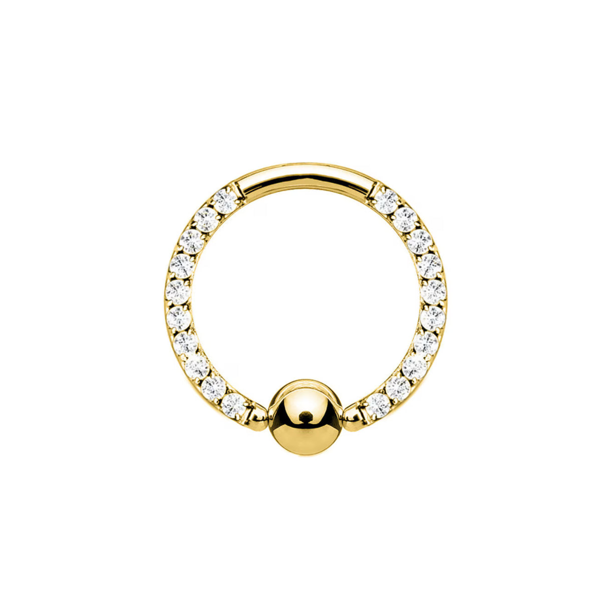 BCR Diamante Ring With Ball 8mm Silver, Gold and Rose Gold Hoop