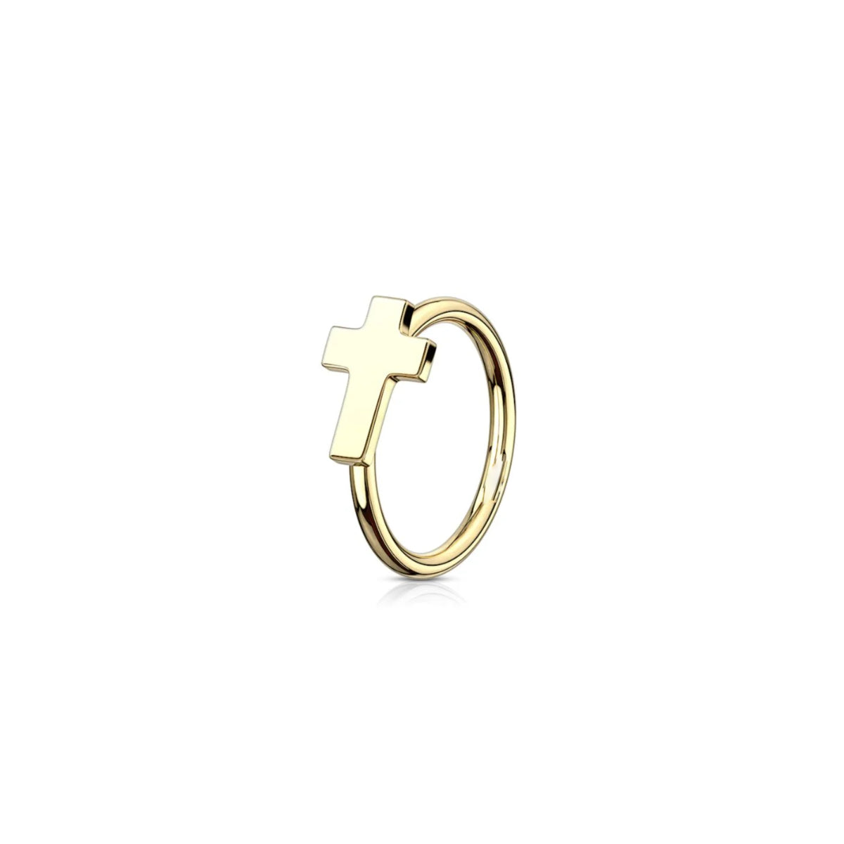 Cross Design Nose Ring Black, Gold or Silver 8mm & 10mm