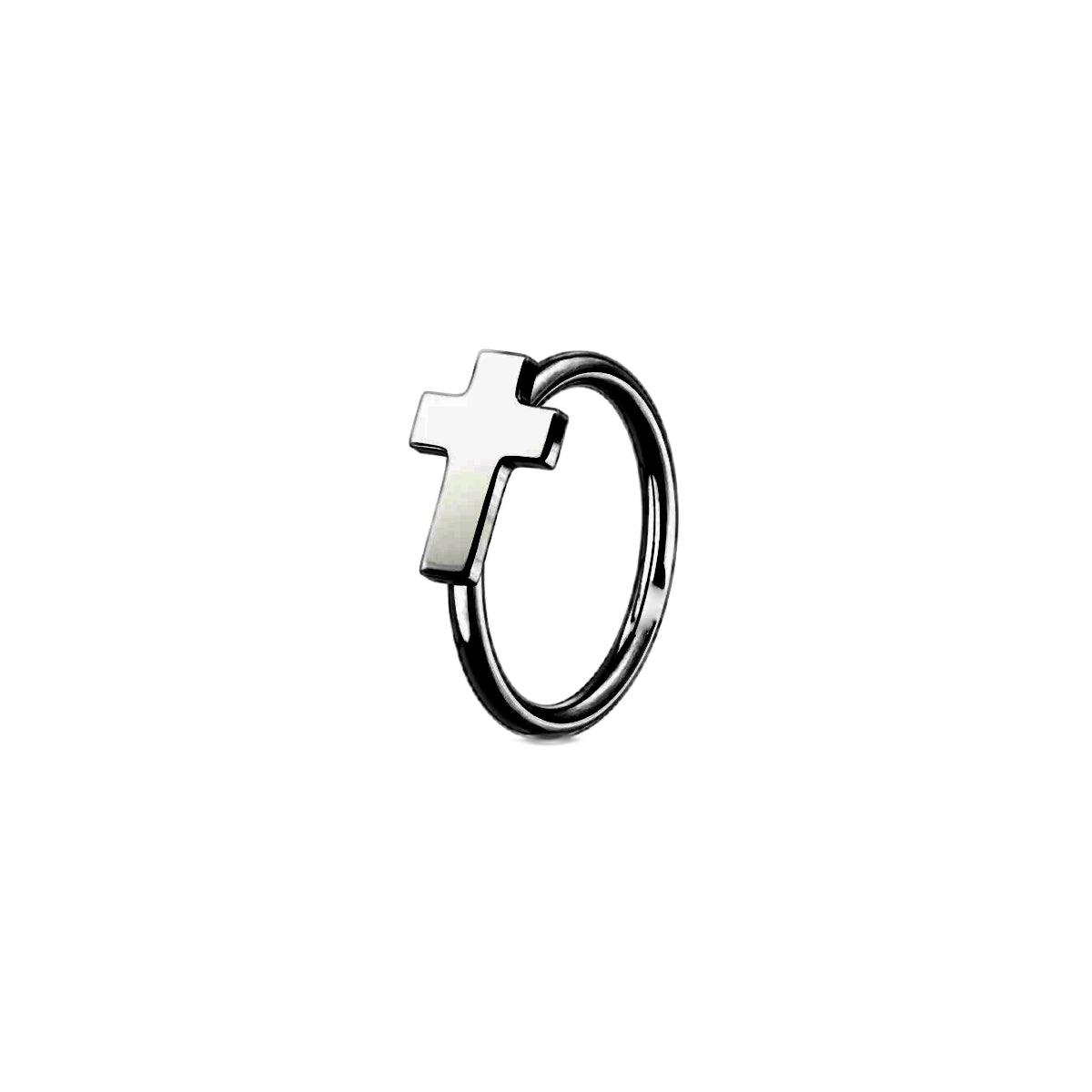 Cross Design Nose Ring Black, Gold or Silver 8mm & 10mm