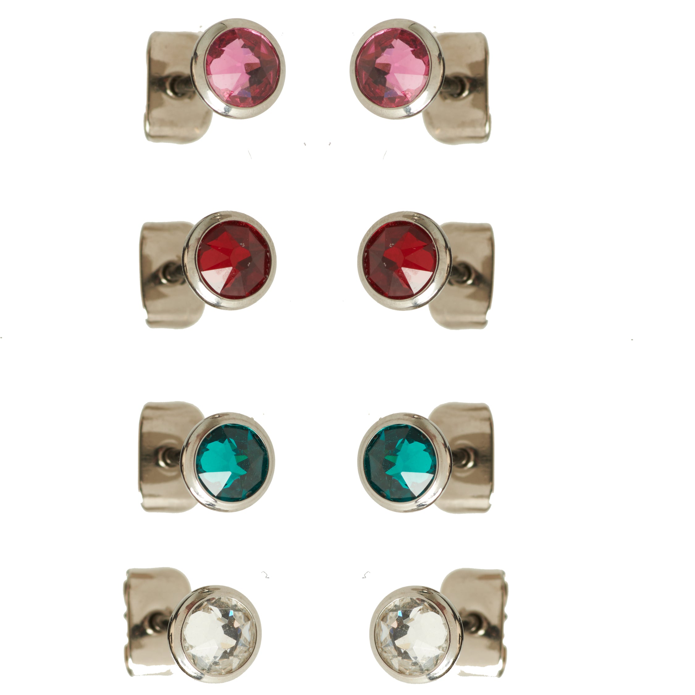 Zircon Crystal Titanium Earring Studs - Various Colours