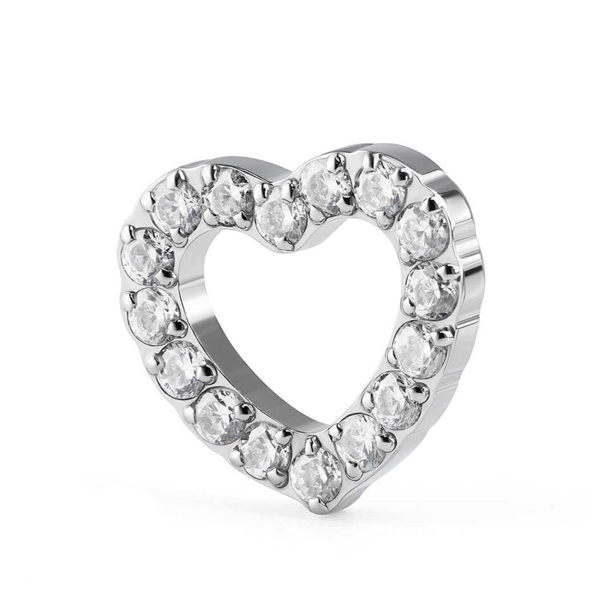Titanium Threaded CZ Gem Paved Hollow Heart Top
