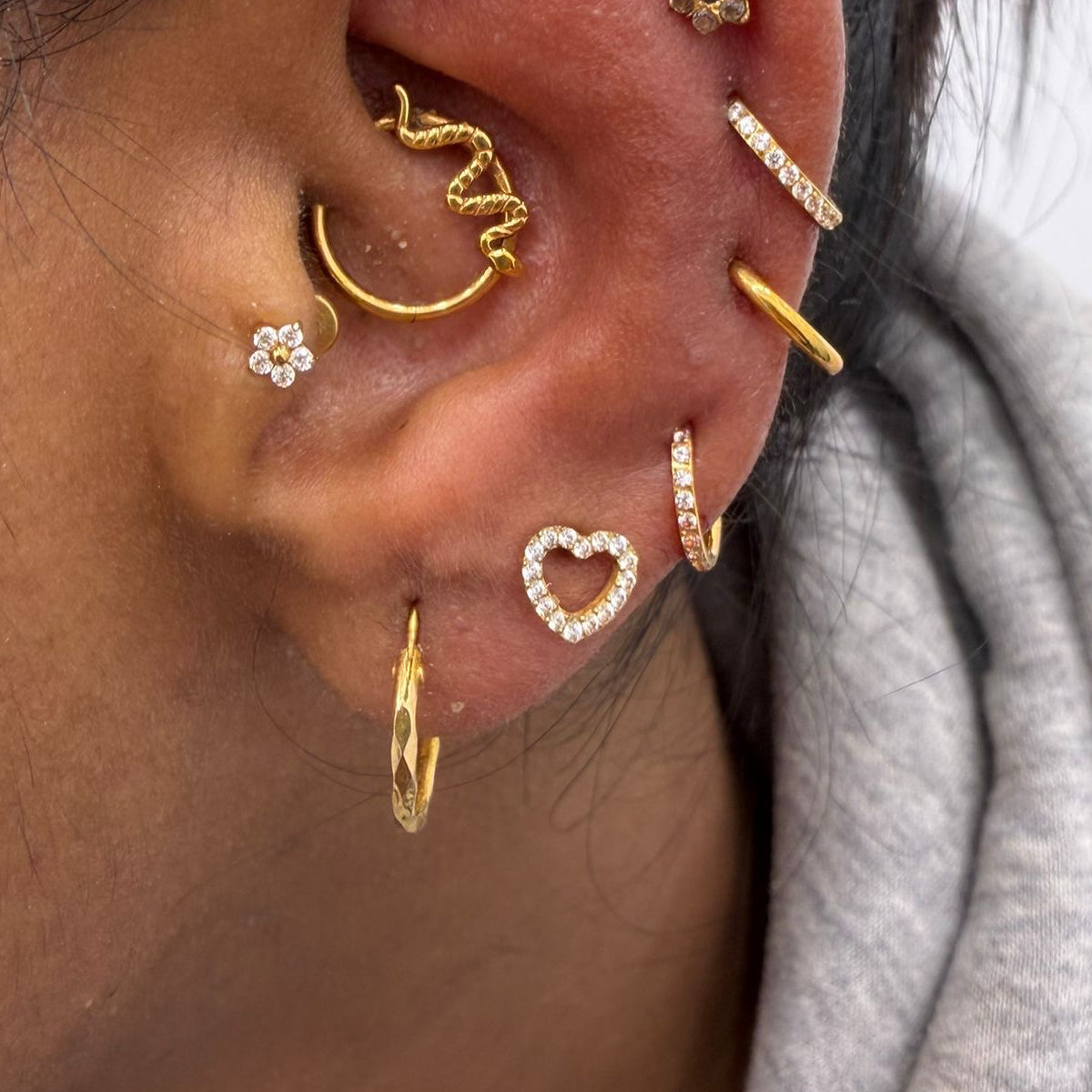 Titanium Threaded CZ Gem Paved Hollow Heart Top