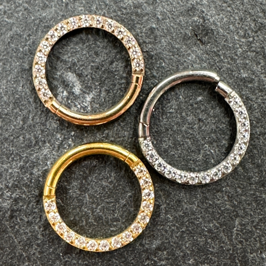 Titanium Forward Inlaid Crystal Hinge Ring