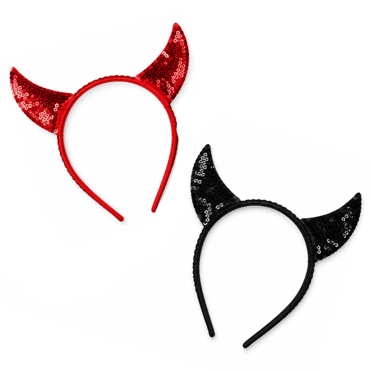 Sequin Devil Horns Headband Red or Black Child Size