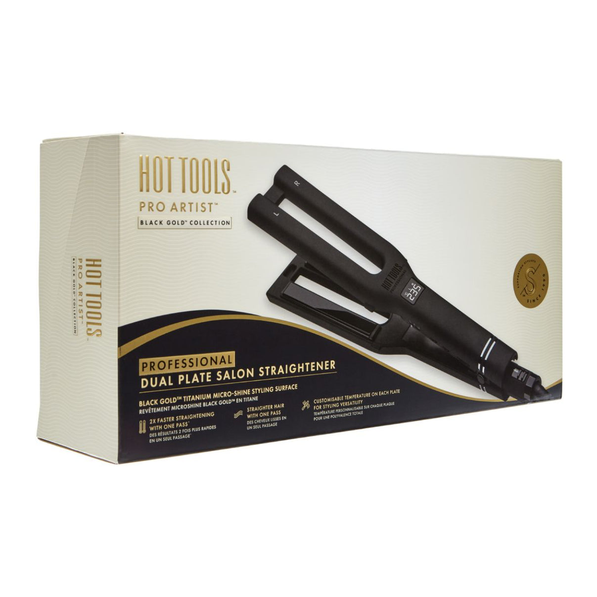 Hot Tools Pro Artist Professional Dual Plate Salon Straighteners Black Gold Collection