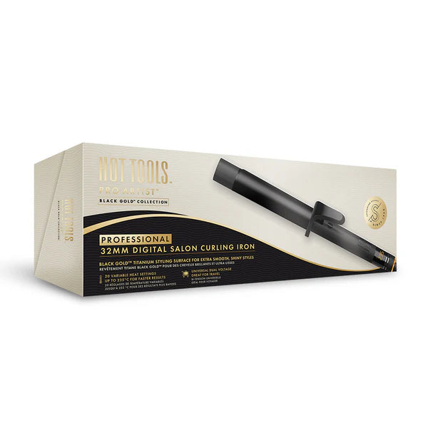Hot Tools Pro Artist Professional 32mm Digital Salon Curling Iron Black Gold Collection