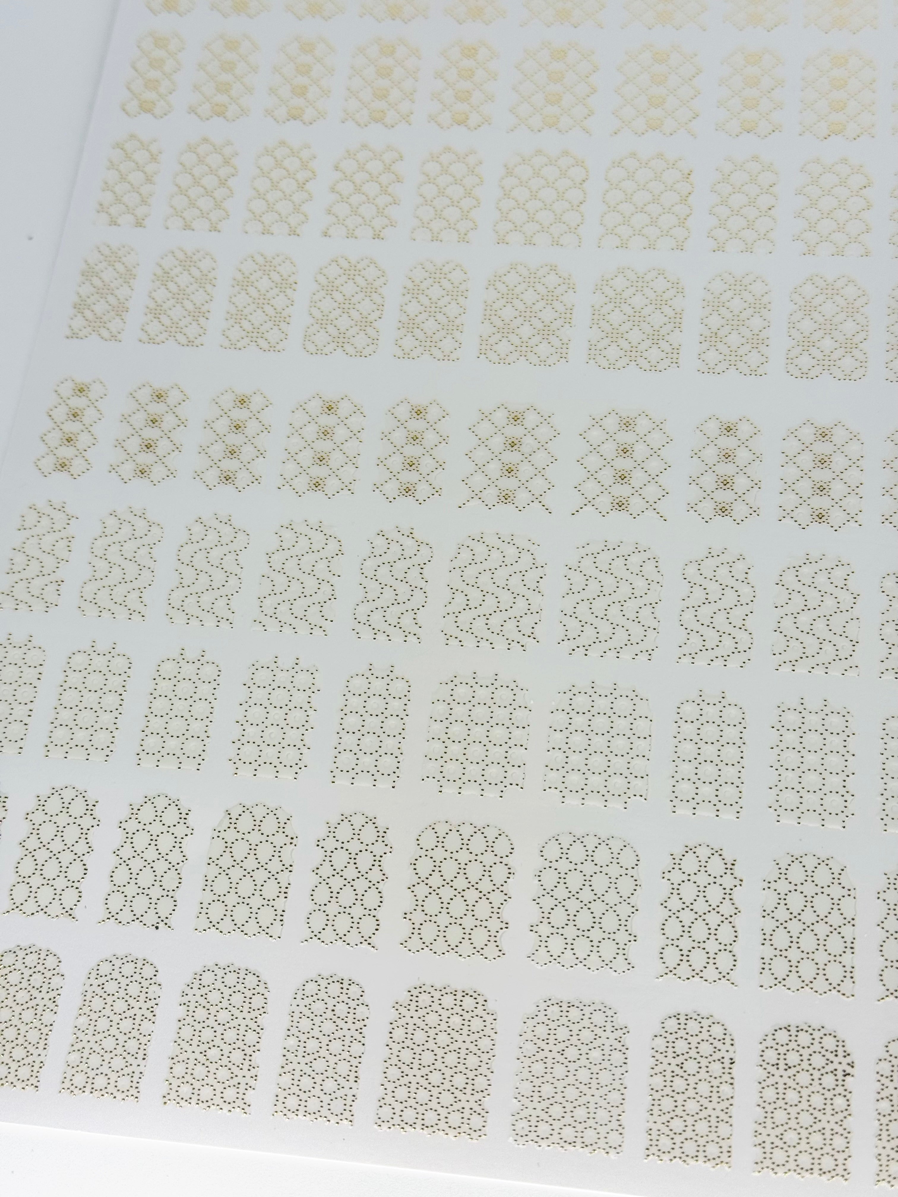 Gold 3D Nail Art Decals - Geo Pattern Nail Sticker Sheet