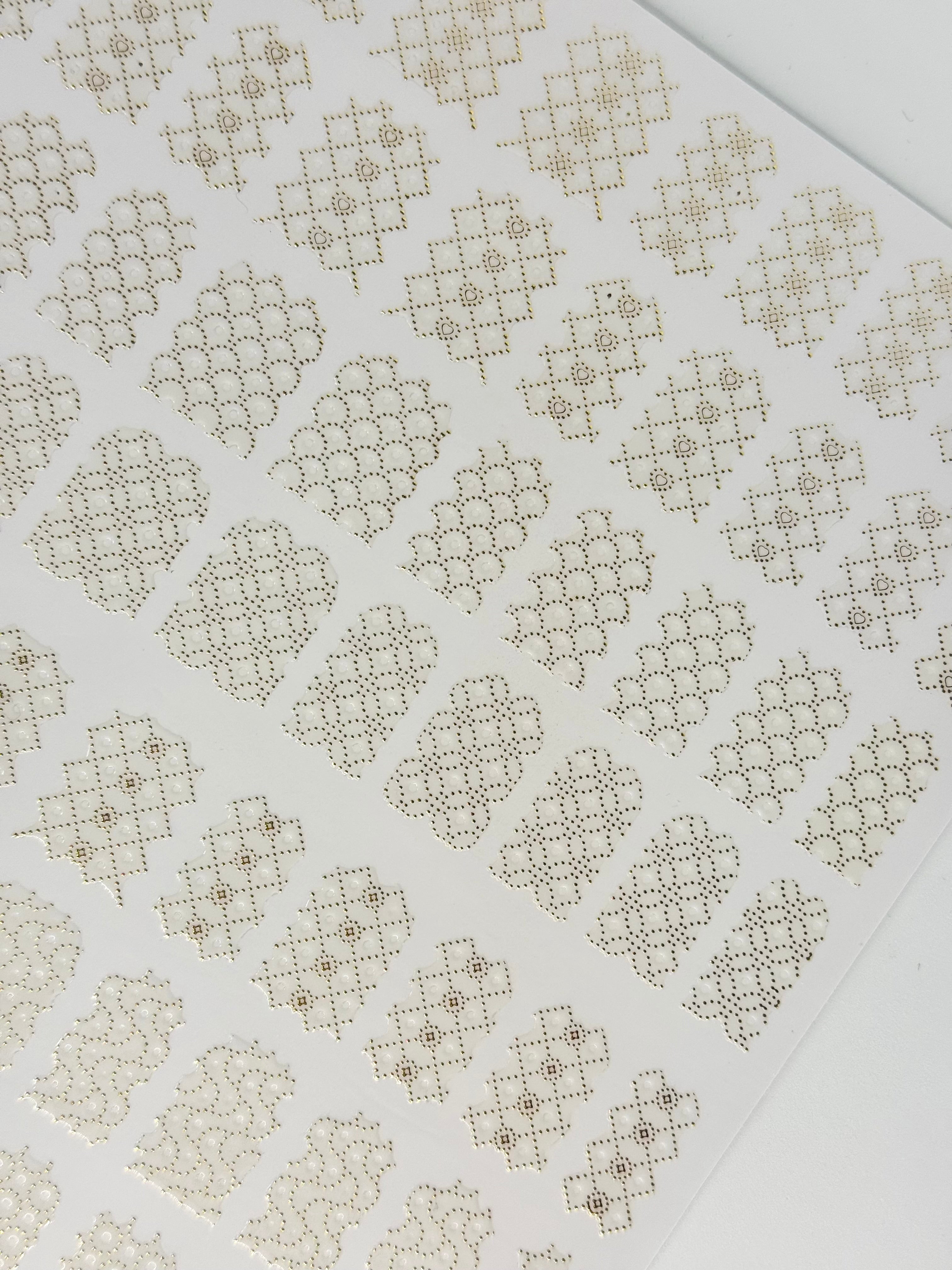 Gold 3D Nail Art Decals - Geo Pattern Nail Sticker Sheet