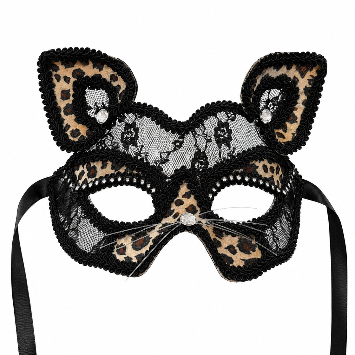 Lace & Leopard Masquerade Cat Mask