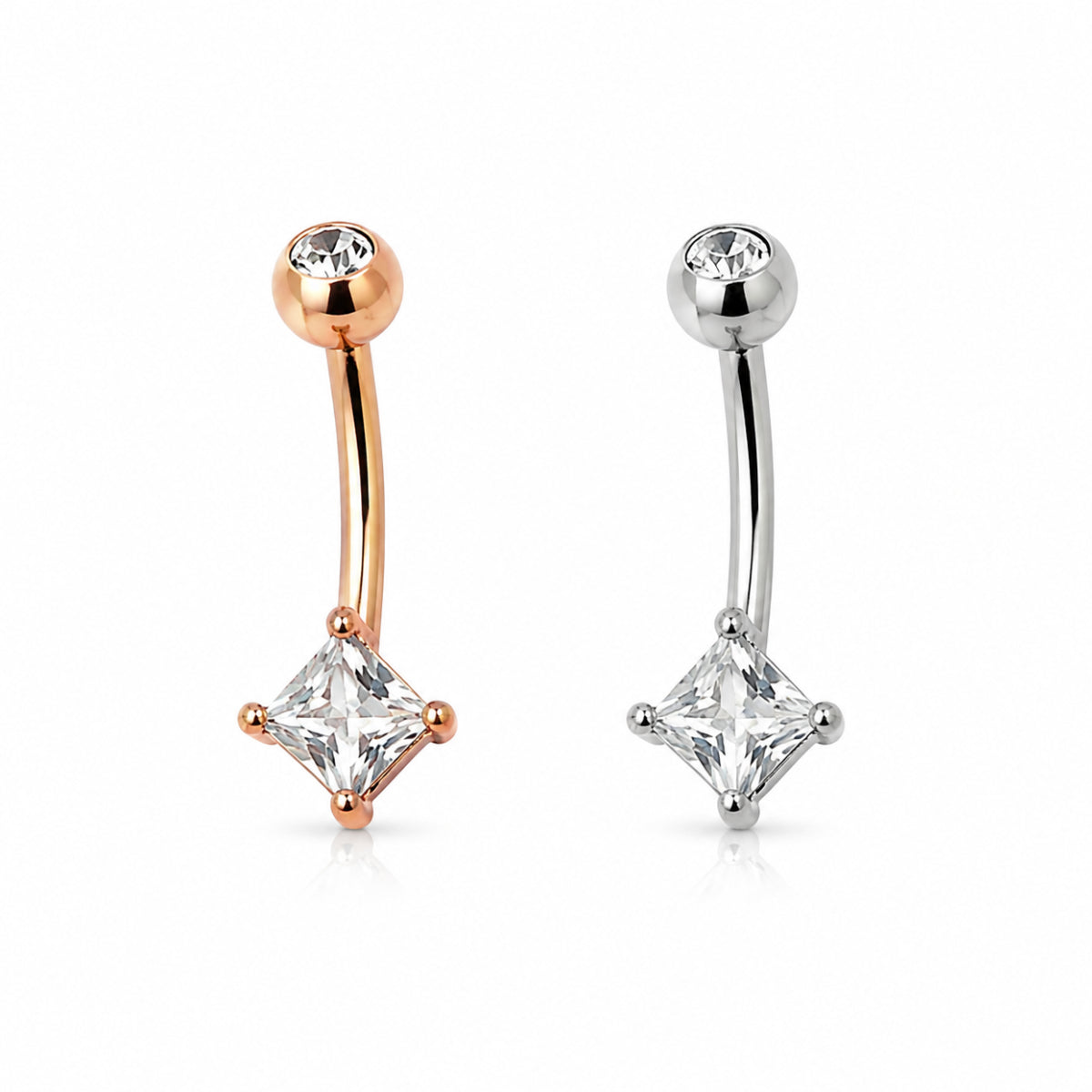 Diamond Shaped Gem Navel Bar