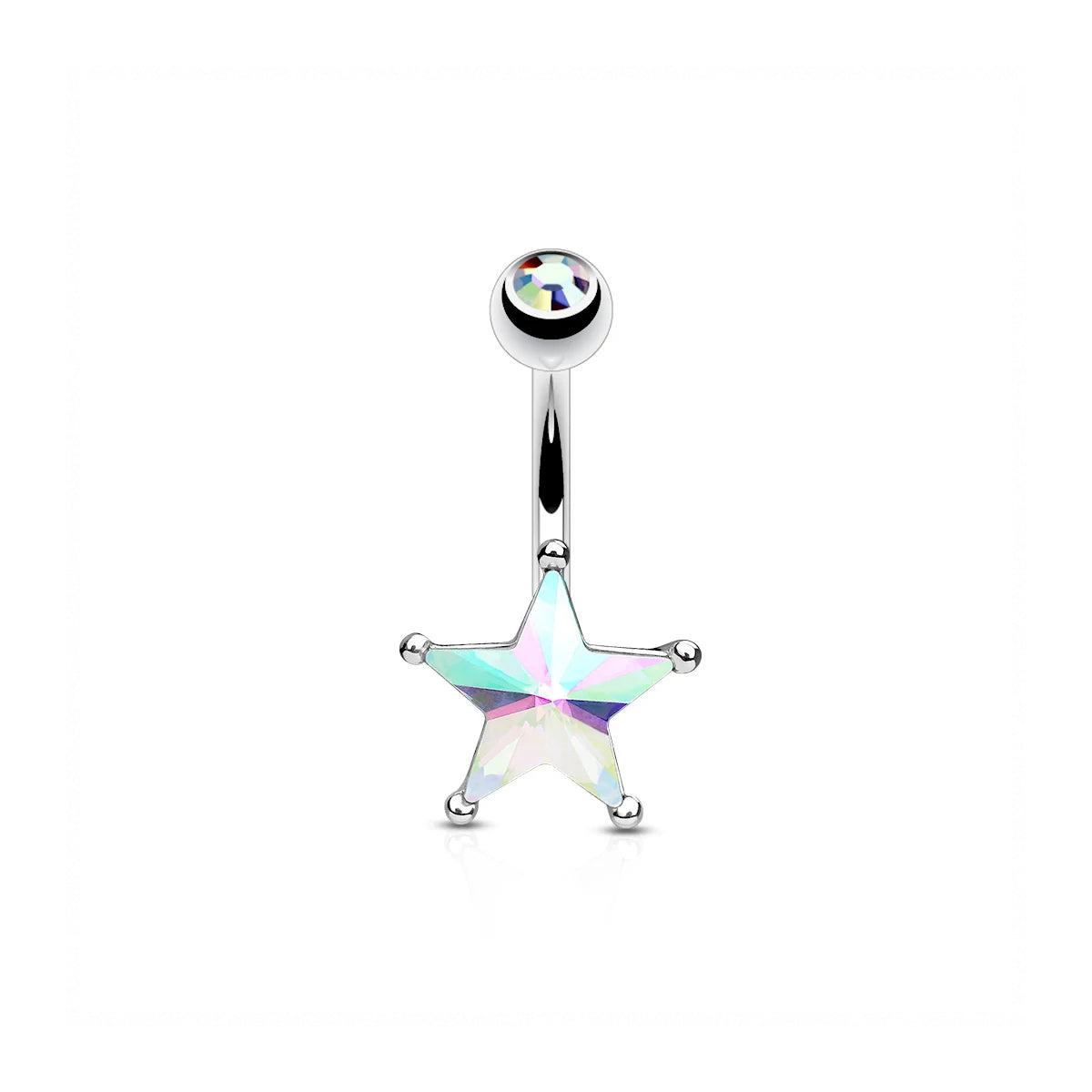Crystal Star Navel Bar - Various Colours