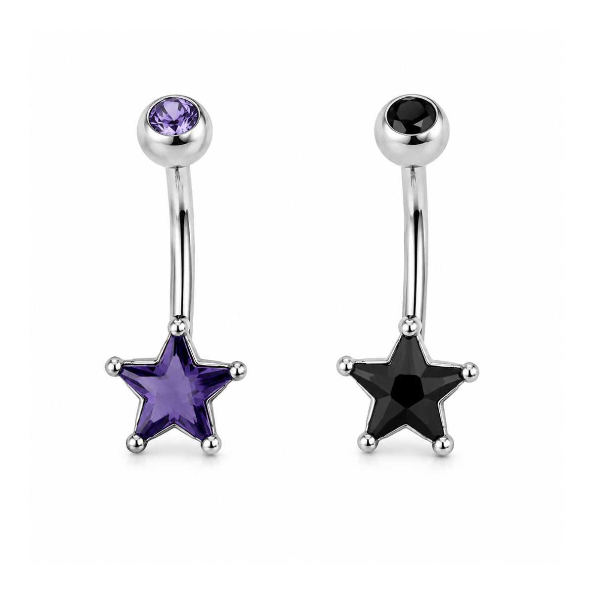 Crystal Star Navel Bar - Various Colours