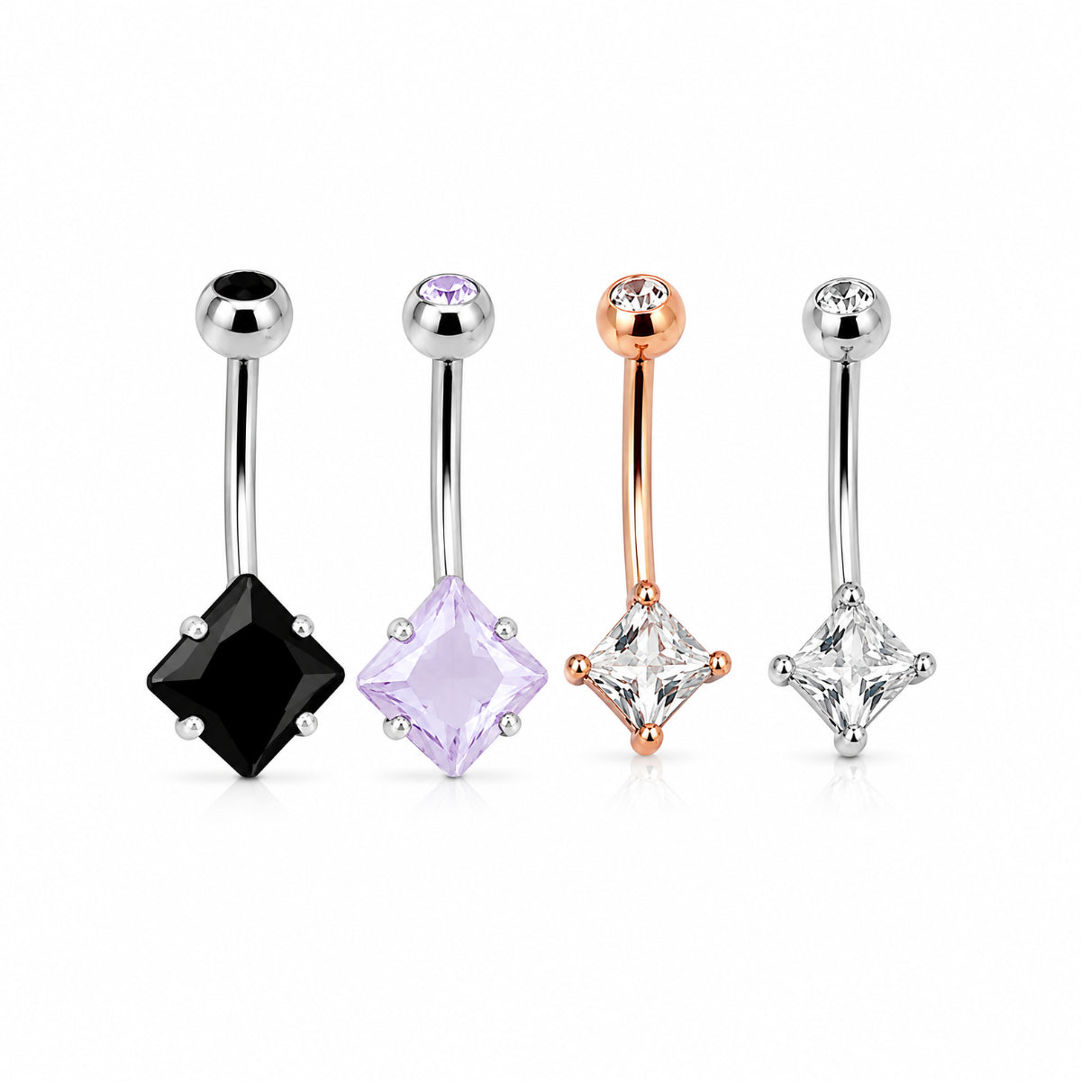 Diamond Shaped Gem Navel Bar