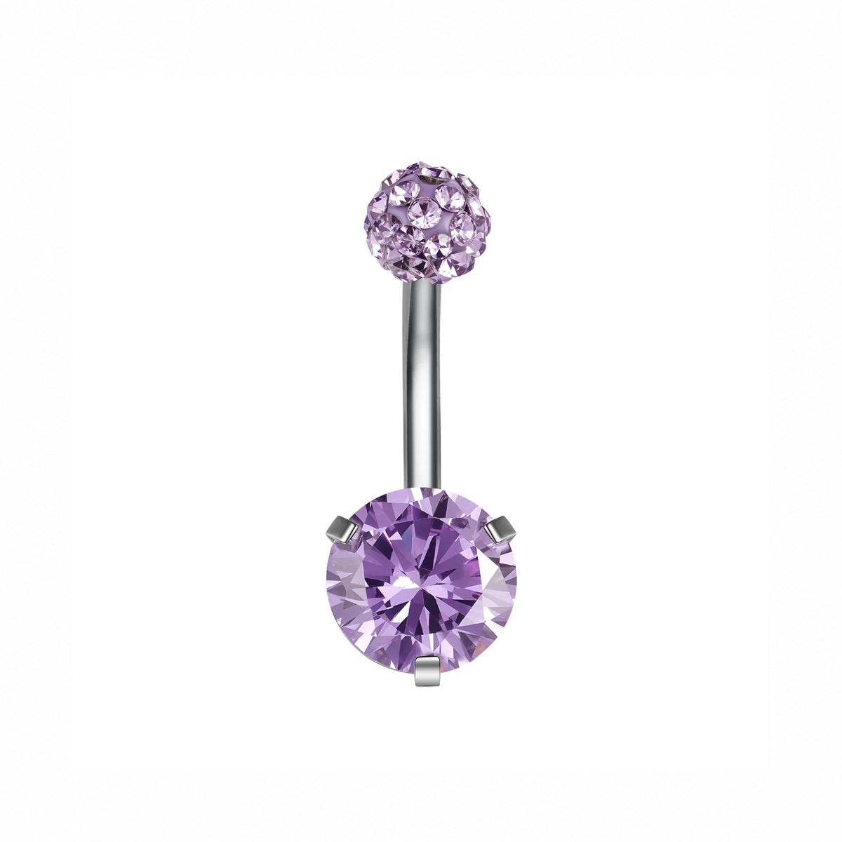 Lilac Round Gem Navel Bar 12mm
