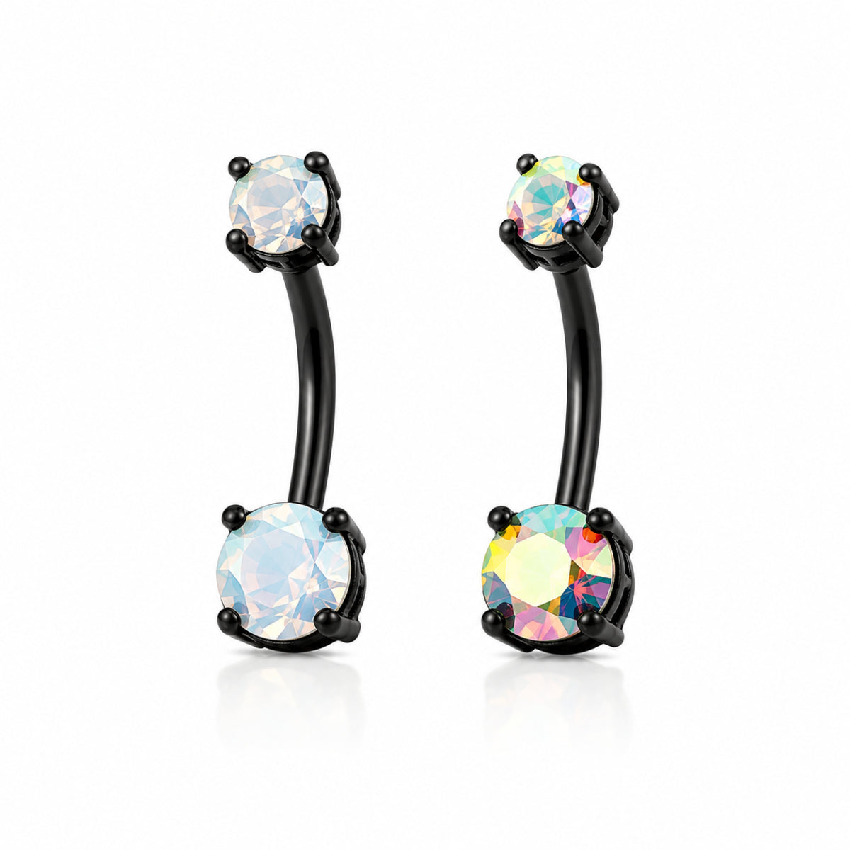 Black and Iridescent Navel Bar 10mm