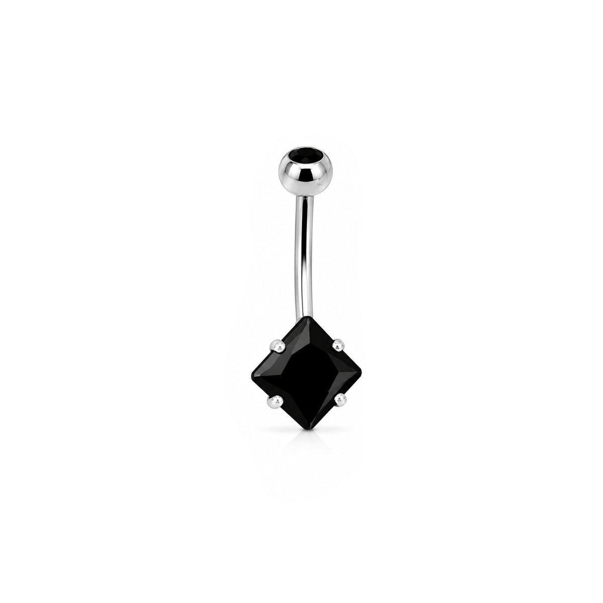 Diamond Shaped Gem Navel Bar Surgical Steel 10mm Various Colours