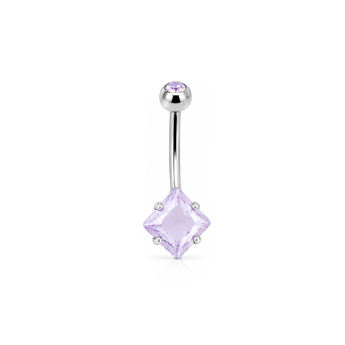 Diamond Shaped Gem Navel Bar Surgical Steel 10mm Various Colours