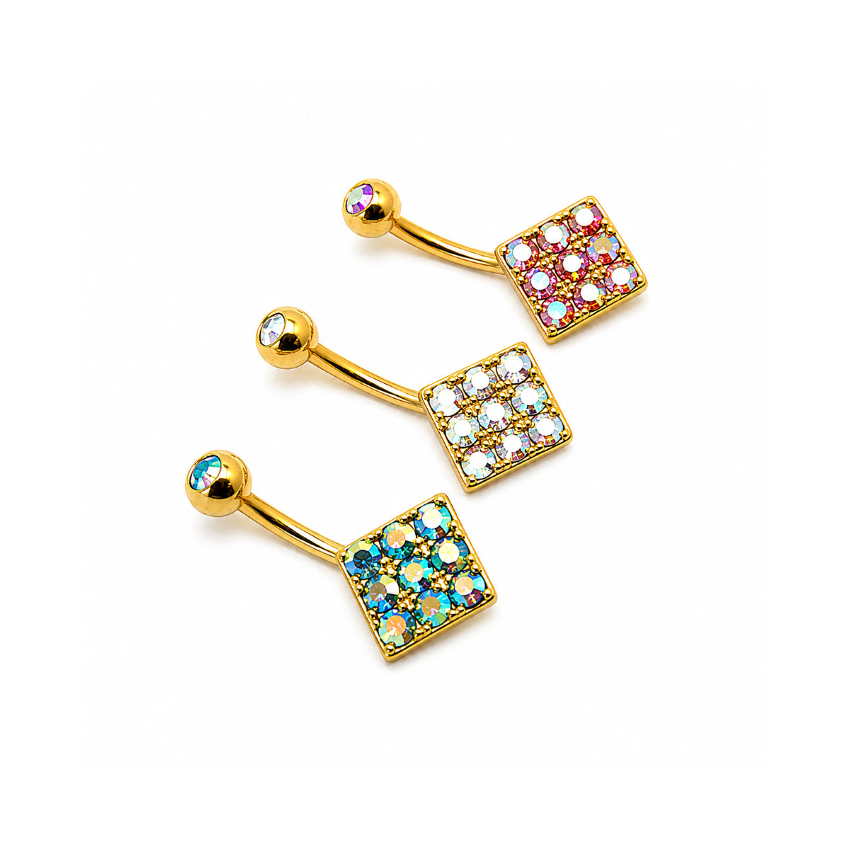 Diamond Multi-Sparkle Navel Bar