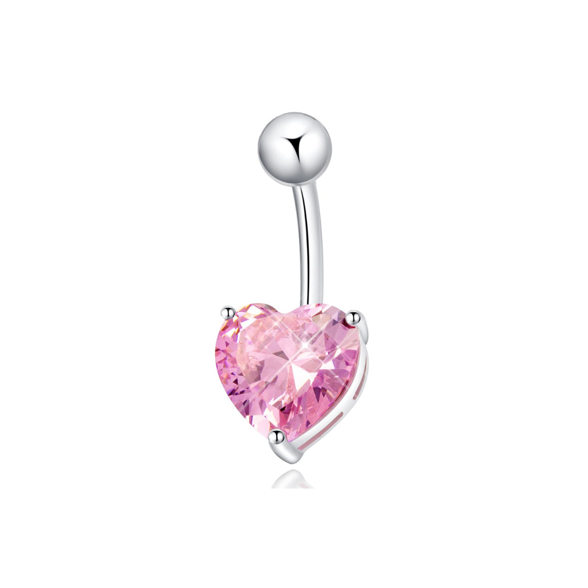 Heart Gem Navel Bar Aqua or Pink 10mm Surgical Steel