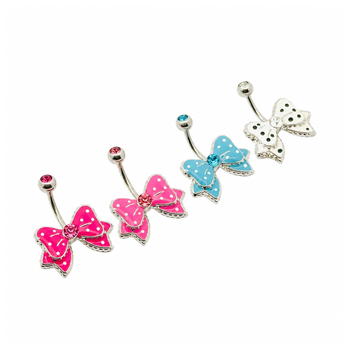 Spotty Bow Navel Bar 2pck 10mm