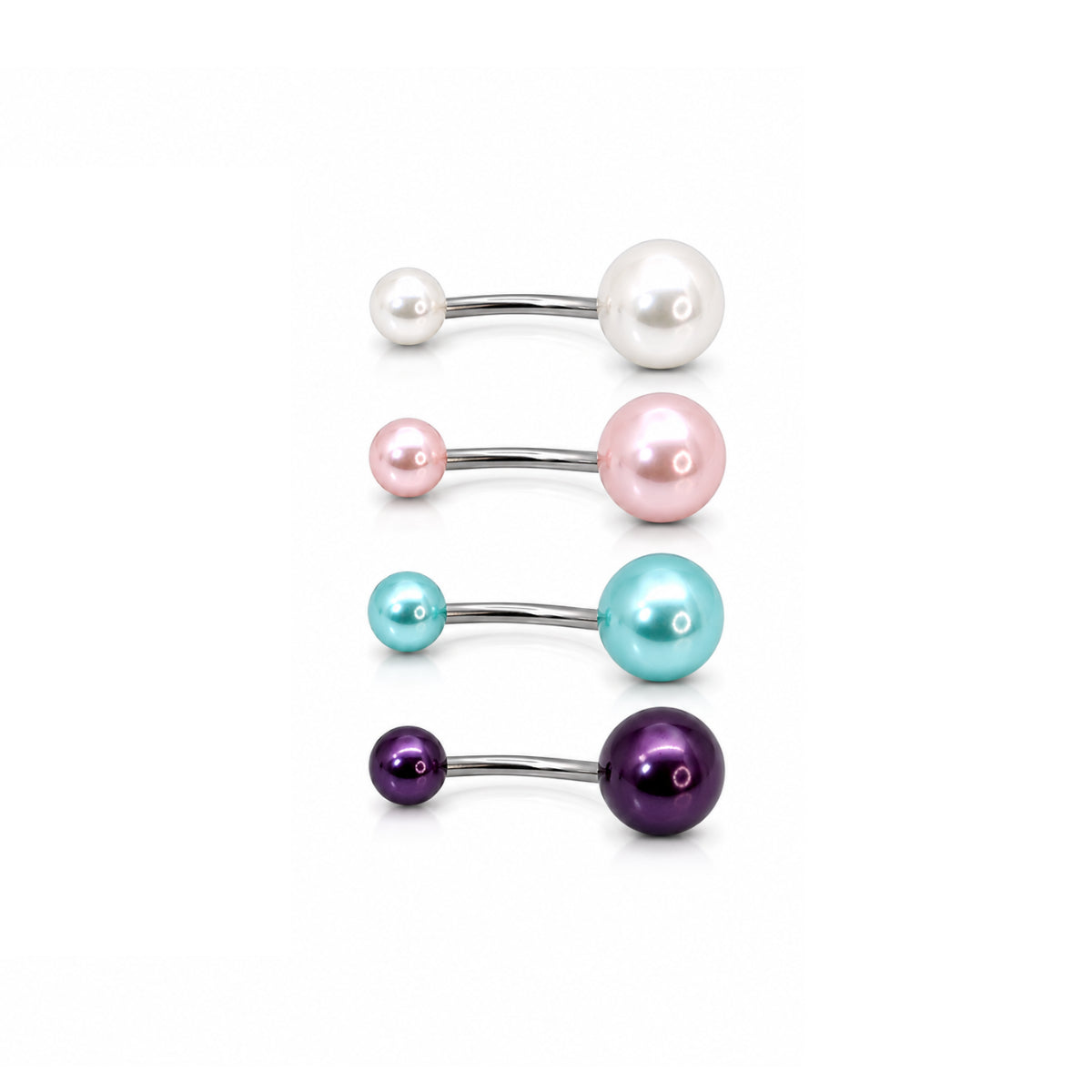 Pearlized Silver Navel Bars 4pk 10mm