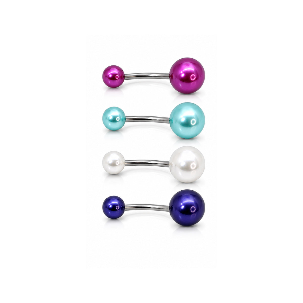 Pearlized Silver Navel Bars 4pk 10mm