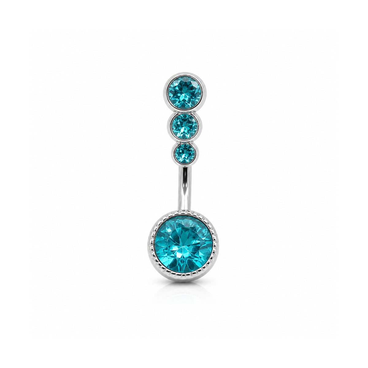 Statement Aqua and Silver Navel Bar 10mm or 12mm