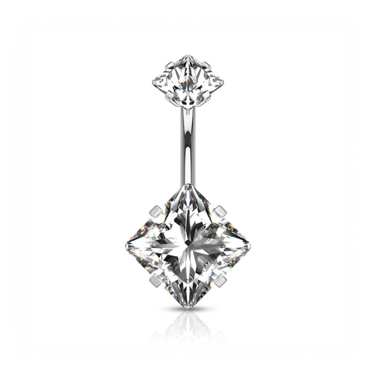 Large Statement Diamond Shaped Navel Bar
