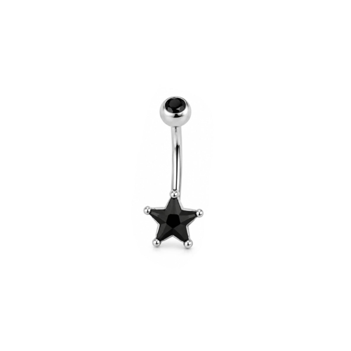Crystal Star Navel Bar - Various Colours Surgical Steel